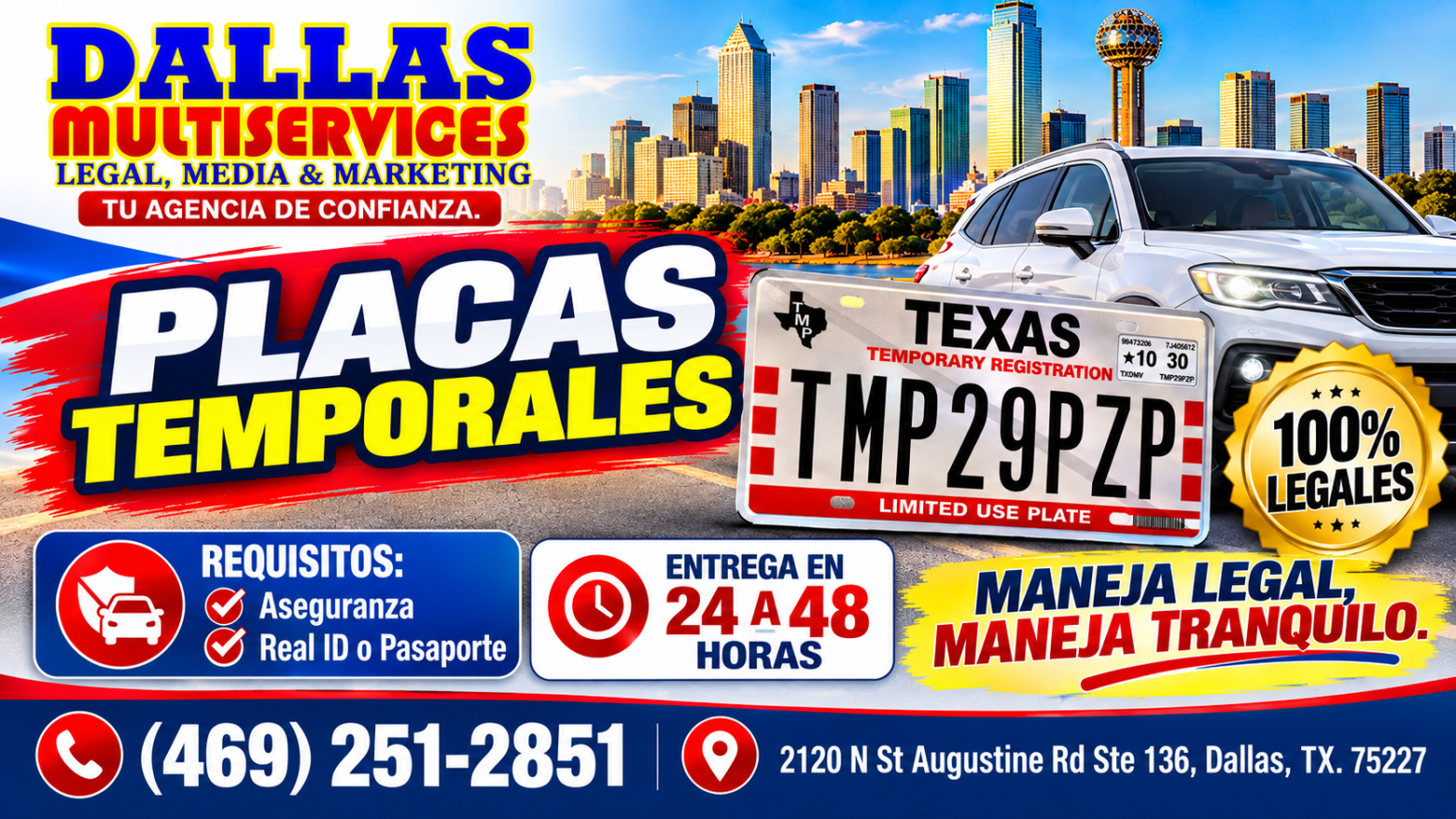 PLACAS TEMPORALES EN TEXAS